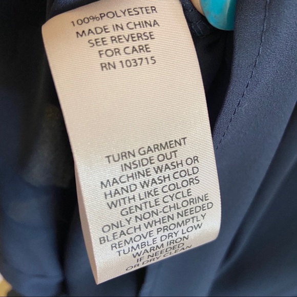 S NANETTE NANETTE LEPORE Pleated Hidden-Button Long-Sleeve Shirt Navy Blue - Picture 7 of 11